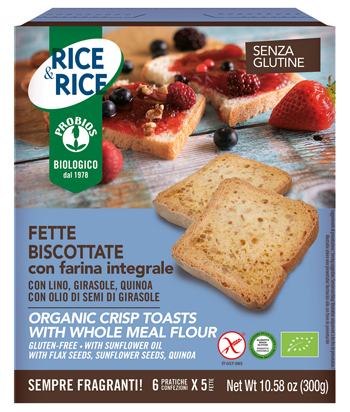 RICE&RICE FETTE BISCOTTATE CON FARINA INTEGRALE 300 G - Farmapanda Srl