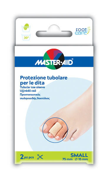 PROTEZIONE TUBOLARE IN GEL MASTER-AID FOOTCARE ELASTICIZZATO SMALL 7,5 CM 15 MM 2 PEZZI C4 - Farmapanda Srl