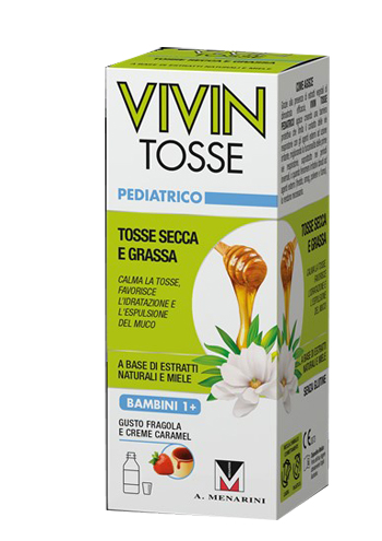 VIVIN TOSSE PEDIATRICO SCIROPPO PER TOSSE SECCA E GRASSA GUSTO FRAGOLA E CREME CARAMEL 150 ML - Farmapanda Srl