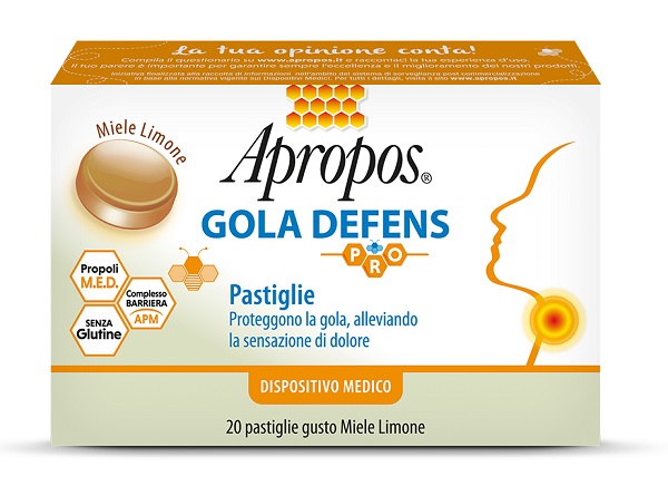 APROPOS GOLA DEFENS PRO 20 PASTIGLIE MIELE LIMONE - Farmapanda Srl