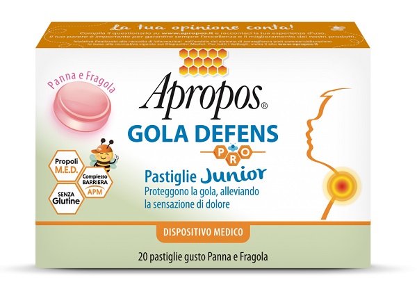 APROPOS GOLA DEFENS PRO 20 PASTIGLIE JUNIOR PANNA FRAGOLA - Farmapanda Srl