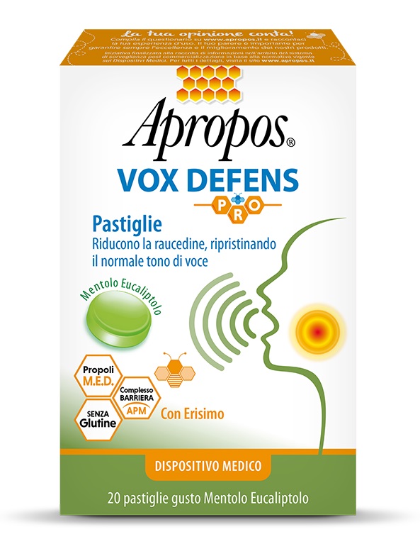 APROPOS VOX DEFENS PRO MENTOLO EUCALIPTO 20 PASTIGLIE - Farmapanda Srl
