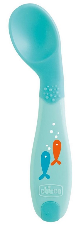 CHICCO CUCCHIAIO ANGOLATO 8M+ AZZURRO - Farmapanda Srl