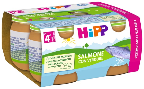 HIPP OMOGENEIZZATO SALMONE/VERDURE 4X80 G - Farmapanda Srl