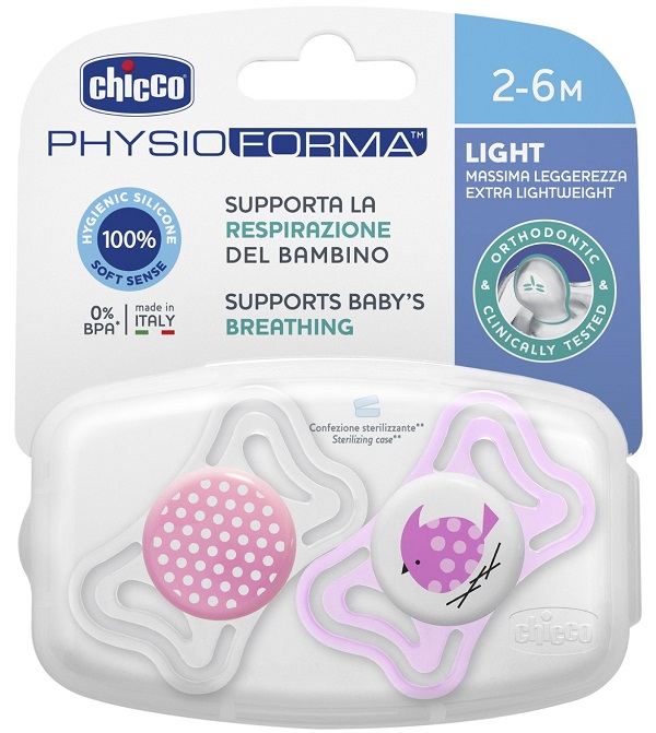CHICCO SUCCHIETTO LIGHT GIRL SILICONE 2-6 MESI 2 PEZZI - Farmapanda Srl