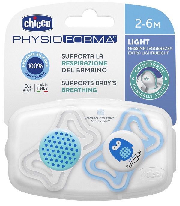 CHICCO SUCCHIETTO LIGHT BOY SILICONE 2-6 MESI 2 PEZZI - Farmapanda Srl