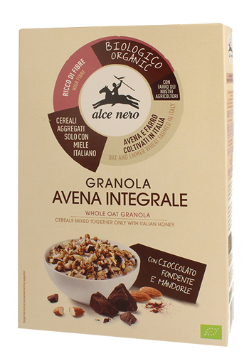 GRANOLA AVENA INTEGRALE CON CIOCCOLATO FONDENTE E MANDORLE 300 G - Farmapanda Srl