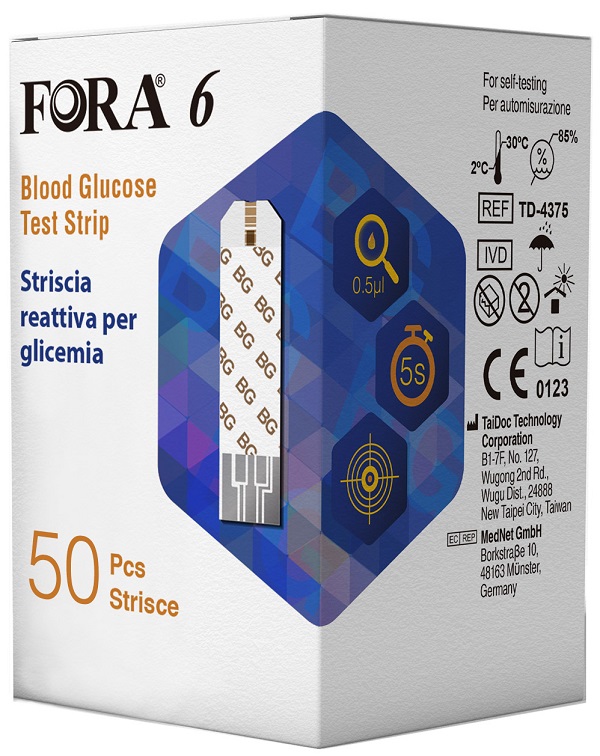 STRISCE MISURAZIONE GLICEMIA FORA 6 CONNECT BOX DA 50 PEZZI - Farmapanda Srl