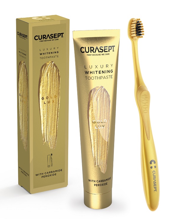 CURASEPT GOLD LUXURY WHITENING DENTIFRICIO 75 ML + SPAZZOLINO - Farmapanda Srl