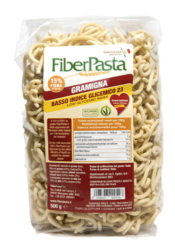FIBERPASTA GRAMIGNA BASSO INDICE GLICEMICO 500 G - Farmapanda Srl