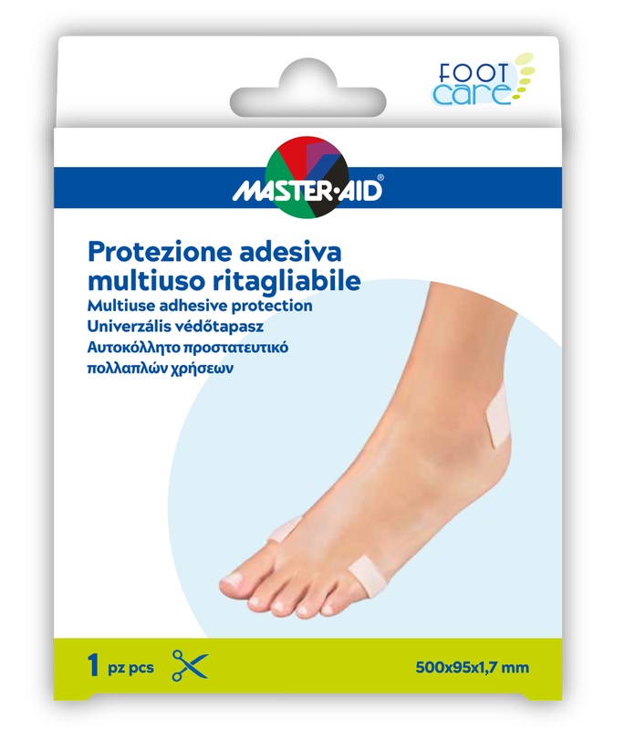PROTEZIONE ADESIVA MULTIUSO MASTER-AID FOOTCARE RITAGLIABILE 50X9,5 CM A6 - Farmapanda Srl
