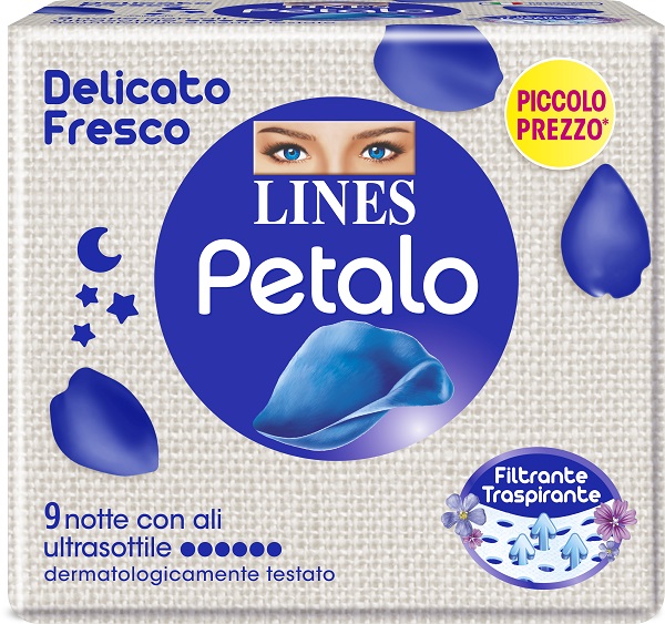 LINES PETALO BLU ASSORBENTE NOTTE 9 PEZZI - Farmapanda Srl