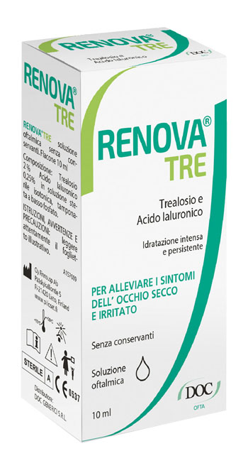 RENOVA TRE COLLIRIO A BASE DI TREALOSIO E ACIDO IALURONICO 10 ML SENZA CONSERVANTI - Farmapanda Srl