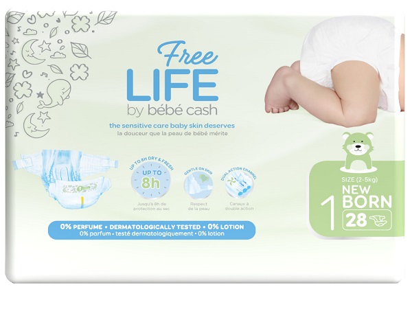 FREELIFE BY BEBECASH PANNOLINI NEW BORN TAGLIA 1 2-4 KG GIROVITA 30-41 CM 28 PEZZI - Farmapanda Srl