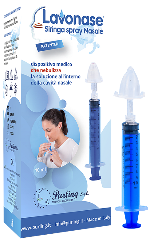 LAVONASE SIRINGA SPRAY NASALE NON STERILE 10 ML LUER-LOCK CON CAPPUCCIO + UGELLO NASALE CON RACCORDO LUER-LOCK + PERFORATORE CON VALVOLA NON RITORNO CON TAPPO - Farmapanda Srl