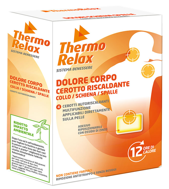 THERMORELAX CEROTTO AUTORISCALDANTE DOLORE CORPO COLLO/SCHIENA/SPALLE 4 PEZZI - Farmapanda Srl