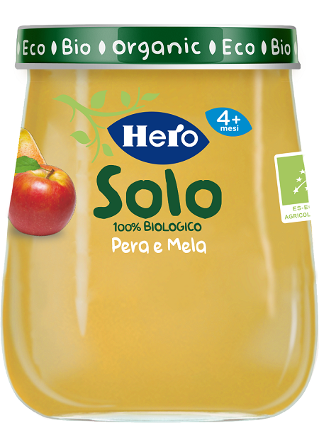HERO SOLO OMOGENEIZZATO PERA MELA 100% BIO 120 G - Farmapanda Srl