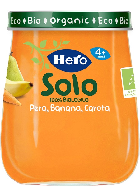 HERO BABY OMOGENEIZZATO PERA BANANA CAROTA 100% BIO 120 G - Farmapanda Srl