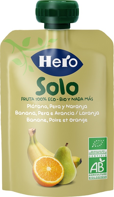 HERO SOLO FRUTTA FRULLATA 100% BIO BANANA PERA ARANCIA 100 G - Farmapanda Srl