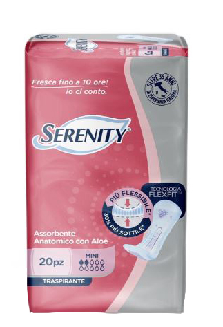 SERENITY ASSORBENTE ANATOMICO CON ALOE FLEXIT MINI 20 PEZZI - Farmapanda Srl