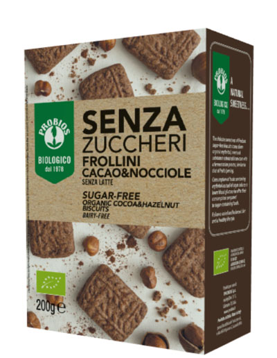 FROLLINI CACAO/NOCCIOLE SENZA ZUCCHERO 200 G - Farmapanda Srl
