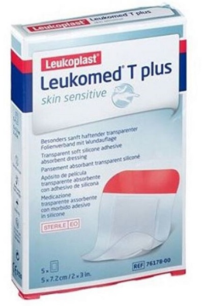 LEUKOMED T PLUS SKIN SENSITIVE MEDICAZIONE POST-OPERATORIA TRASPARENTE IMPERMEABILE CON MASSA ADESIVA AL SILICONE 5X7,2CM 5 PEZZI - Farmapanda Srl