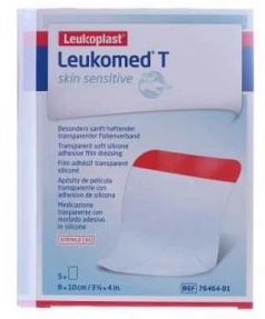LEUKOMED T PLUS SKIN SENSITIVE MEDICAZIONE POST-OPERATORIA TRASPARENTE MPERMEABILE CON MASSA ADESIVA AL SILICONE 8X10CM 5 PEZZI - Farmapanda Srl