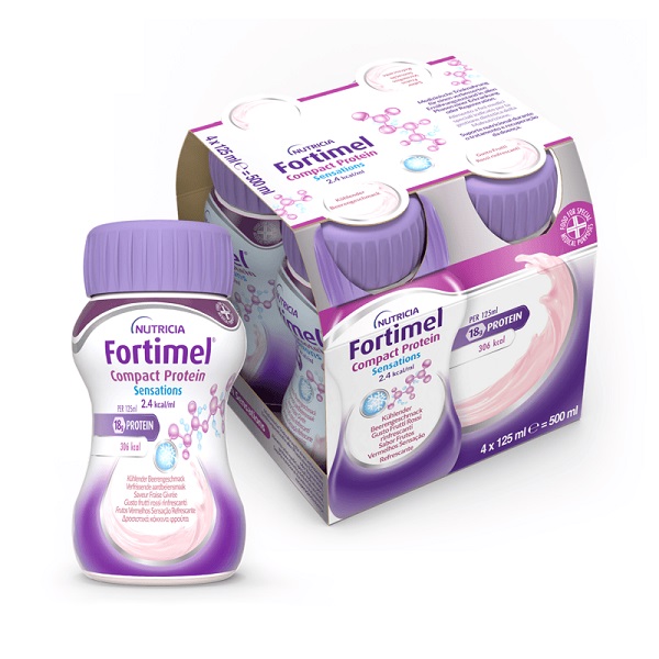 NUTRICIA FORTIMEL COMPACT PROTEIN GUSTO FRUTTI ROSSI RINFRESCANTI 4 BOTTIGLIE DA 125 ML - Farmapanda Srl