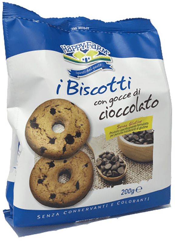HAPPY FARM BISCOTTI GOCCE CIOCCOLATO 200 G - Farmapanda Srl
