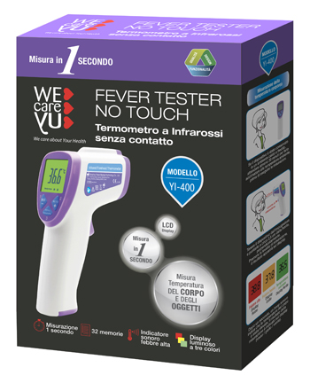 TERMOMETRO A INFRAROSSI SENZA CONTATTO WECAREYU FEVER TESTER NO TOUCH 1 PEZZO - Farmapanda Srl
