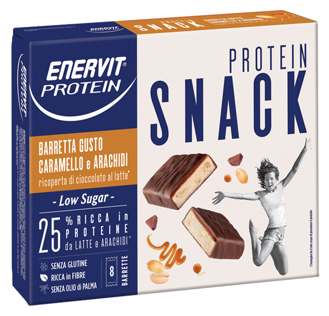 ENERVIT PROTEIN SNACK CARAMELLO ARACHIDI LOW SUGAR 8 BARRETTE 31 G - Farmapanda Srl