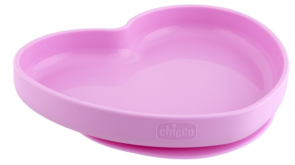CHICCO PIATTO CUORE VENTOSA SILICONE ROSA - Farmapanda Srl