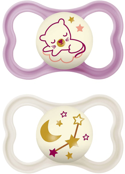 MAM AIR NIGHT SUCCHIETTO 16+ MESI SILICONE FEMMINA 2 PEZZI - Farmapanda Srl