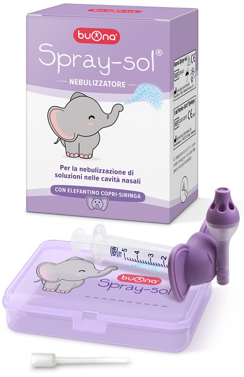 BUONA SPRAY-SOL NEBULIZZATORE SPRAY SOL + AGO CANNULA + SIRINGA LUER LOCK DA 5 ML + ELEFANTINO COPRI-SIRINGA + CONTENITORE - Farmapanda Srl