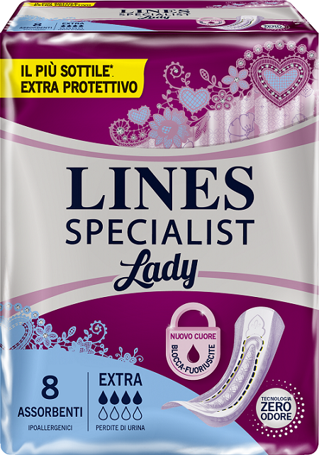 ASSORBENTI LINES SPECIALIST LADY EXTRA IPOALLERGENICI 8 PEZZI - Farmapanda Srl