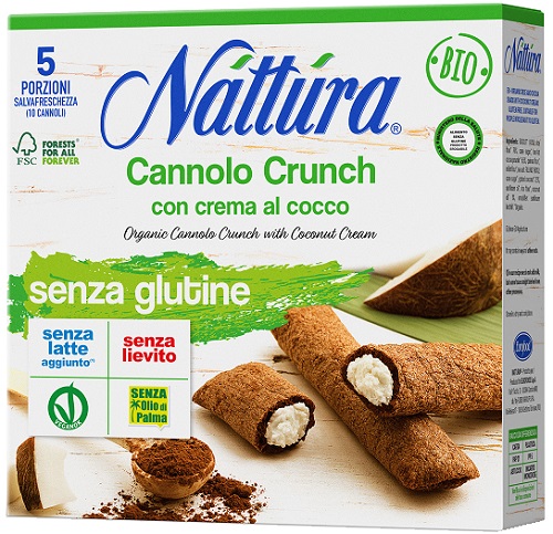 NATTURA CANNOLO CRUNCH CON CREMA AL COCCO BIO 5 PEZZI DA 25 G - Farmapanda Srl