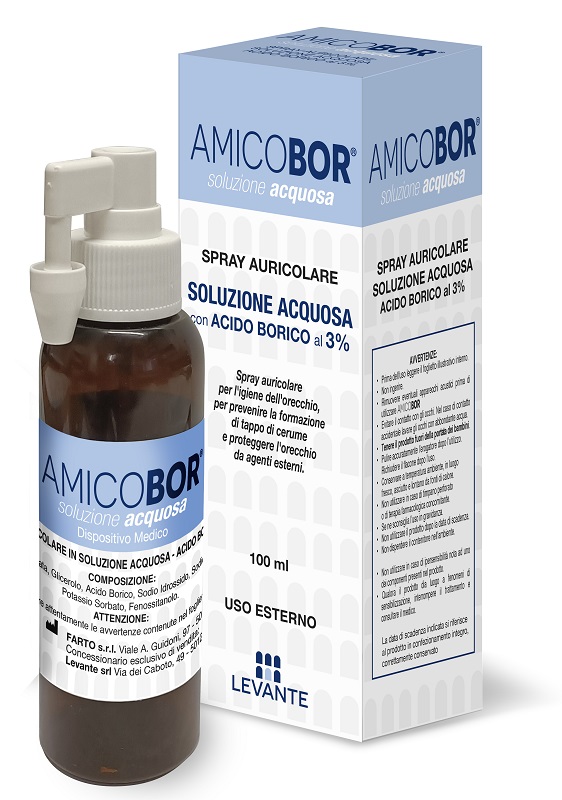 SOLUZIONE ACQUOSA PER IRRIGAZIONE DELL'ORECCHIO AMICOBOR 100 ML - Farmapanda Srl