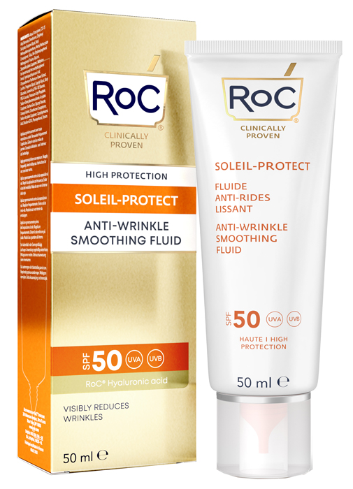 ROC FLUIDO SOLARE VISO SPF 50+ ANTI-RUGHE LEVIGANTE  50 ML - Farmapanda Srl