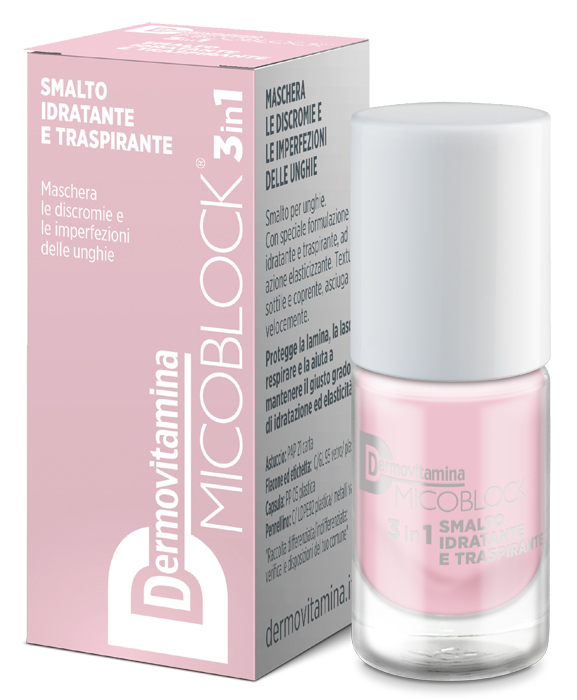DERMOVITAMINA MICOBLOCK 3 IN 1 SMALTO IDRATANTE E TRASPIRANTE ROSA CHIARO 5 ML - Farmapanda Srl