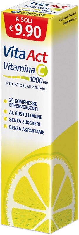 VITA ACT VITAMINA C 1000MG 20 COMPRESSE EFFERVESCENTI LIMONE - Farmapanda Srl