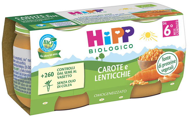 HIPP BIO OMOGENEIZZATO CAROTE/LENTICCHIE 2X80 G - Farmapanda Srl