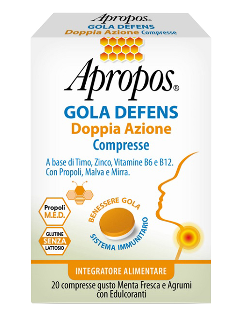 APROPOS GOLA DEFENS DOPPIA AZIONE 20 COMPRESSE - Farmapanda Srl