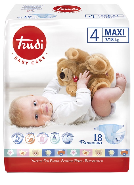 TRUDI BABY CARE PANNOLINO BAMBINI MAXI 7/18 KG 18 PEZZI - Farmapanda Srl