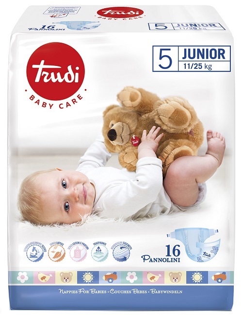 TRUDI BABY CARE PANNOLINO BAMBINI JUNIOR 11/25 KG 16 PEZZI - Farmapanda Srl