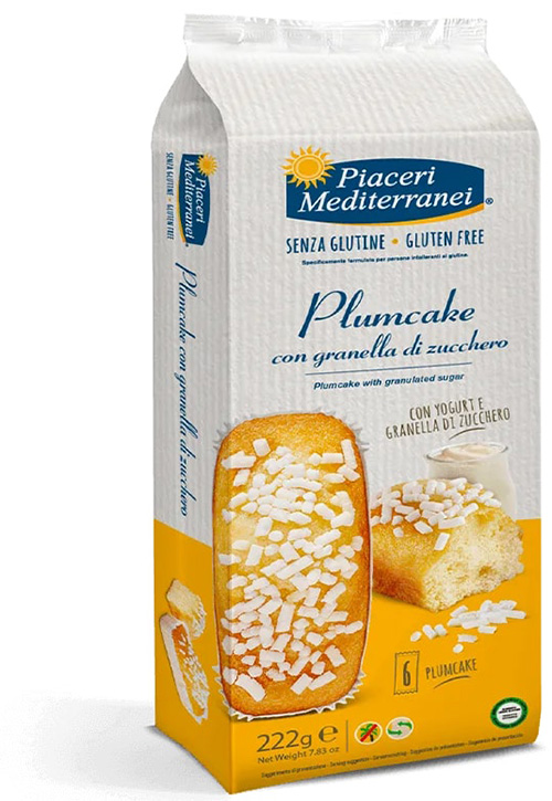 PIACERI MEDITERRANEI PLUMCAKE GRANELLA ZUCCHERO 6 PEZZI 37 G - Farmapanda Srl