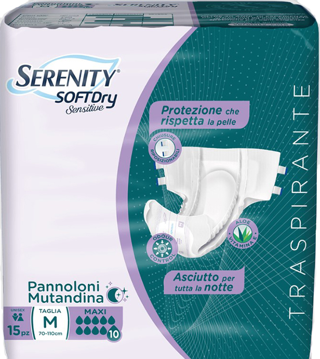 PANNOLONE MUTANDINA SERENITY SD SENSITIVE MAXI M 15 PEZZI - Farmapanda Srl