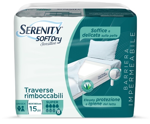 SERENITY TRAVERSA SD SENSIIVE SUPER 80X180 CM 15 PEZZI - Farmapanda Srl