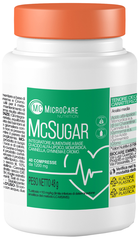 MICROCARE NUTRITION MC SUGAR 40 COMPRESSE DA 1200 MG - Farmapanda Srl