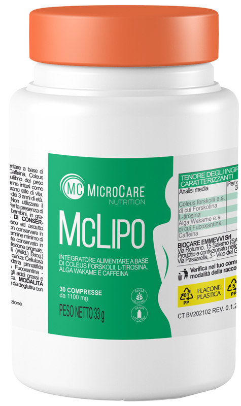 MICROCARE NUTRITION MC LIPO 30 COMPRESSE DA 1100 MG - Farmapanda Srl