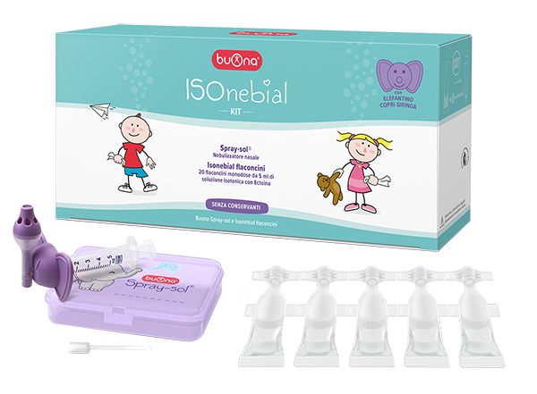 ISONEBIAL KIT PULIZIA CAVITA' NASALI 20 FLACONCINI MONODOSE 5 ML + SIRINGA LUER LOCK SOFT-JECK + AGO CANNULA + NEBULIZZATORE SPRAY - Farmapanda Srl